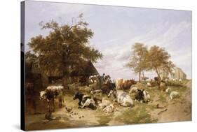 A Dairy Farm on the Marshes, East Kent-Thomas Sidney Cooper-Stretched Canvas