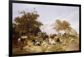 A Dairy Farm on the Marshes, East Kent-Thomas Sidney Cooper-Framed Giclee Print