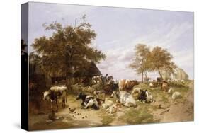 A Dairy Farm on the Marshes, East Kent-Thomas Sidney Cooper-Stretched Canvas