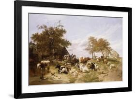 A Dairy Farm on the Marshes, East Kent-Thomas Sidney Cooper-Framed Premium Giclee Print