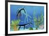 A Dakosaurus Attacks a Small Plesiosaurus-null-Framed Art Print