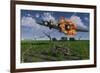 A Damaged B-17 Flying Fortress Attempting an Emergency Landing-null-Framed Art Print