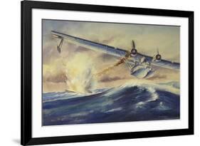 A Damaged Pby Catalina Aircraft after the Attack and Sinking of a German U-Boat-null-Framed Art Print