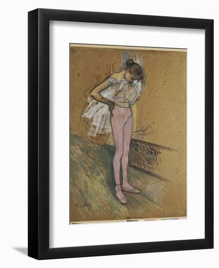 A Dancer Adjusting Her Leotard-Henri de Toulouse-Lautrec-Framed Giclee Print