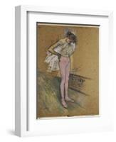 A Dancer Adjusting Her Leotard-Henri de Toulouse-Lautrec-Framed Giclee Print