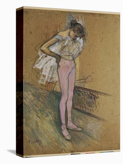 A Dancer Adjusting Her Leotard-Henri de Toulouse-Lautrec-Stretched Canvas