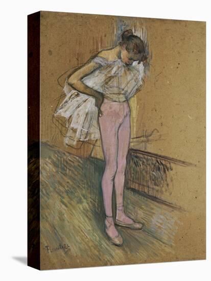 A Dancer Adjusting Her Leotard-Henri de Toulouse-Lautrec-Stretched Canvas