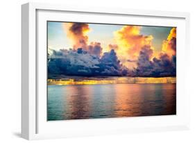 A Dark Sky with Amazing Array of Storm Clouds with Calm Seas-Scottymanphoto-Framed Photographic Print