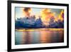 A Dark Sky with Amazing Array of Storm Clouds with Calm Seas-Scottymanphoto-Framed Photographic Print