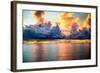 A Dark Sky with Amazing Array of Storm Clouds with Calm Seas-Scottymanphoto-Framed Photographic Print