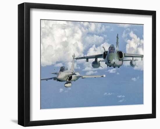 A Dassault Rafale of the French Air Force Flys Alongside an Embraer A-1B of the Brazilian Air Force-Stocktrek Images-Framed Photographic Print