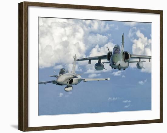 A Dassault Rafale of the French Air Force Flys Alongside an Embraer A-1B of the Brazilian Air Force-Stocktrek Images-Framed Photographic Print