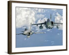 A Dassault Rafale of the French Air Force Flys Alongside an Embraer A-1B of the Brazilian Air Force-Stocktrek Images-Framed Photographic Print