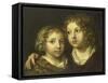 A Daughter and a Son (Constantijn) of the Artist-Caspar Netscher-Framed Stretched Canvas