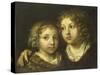 A Daughter and a Son (Constantijn) of the Artist-Caspar Netscher-Stretched Canvas