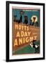 "A Day and a Night" Cats and Dogs Musical Poster-Lantern Press-Framed Art Print