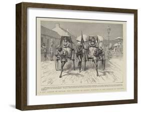 A Day Ashore in Ceylon, the Dangers of Racing Rickshas in the Streets of Colombo-null-Framed Giclee Print