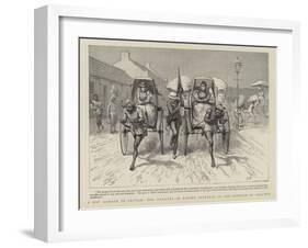 A Day Ashore in Ceylon, the Dangers of Racing Rickshas in the Streets of Colombo-null-Framed Giclee Print