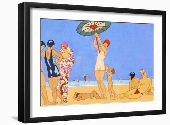 A Day at the Beach, 1923 (Pochoir)-Georges Barbier-Framed Giclee Print