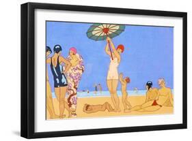 A Day at the Beach, 1923 (Pochoir)-Georges Barbier-Framed Giclee Print