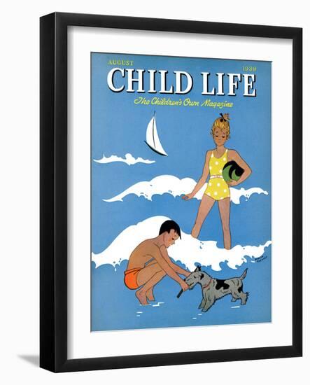 A Day at the Beach - Child Life, August 1939-Harold Carroll-Framed Giclee Print