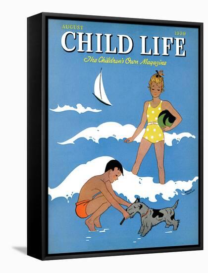 A Day at the Beach - Child Life, August 1939-Harold Carroll-Framed Stretched Canvas