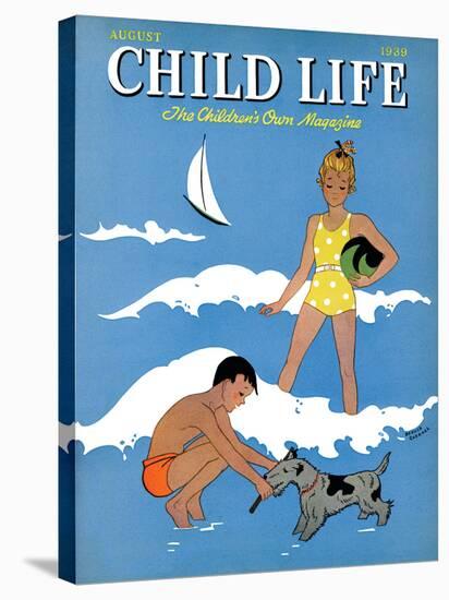 A Day at the Beach - Child Life, August 1939-Harold Carroll-Stretched Canvas
