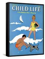 A Day at the Beach - Child Life, August 1939-Harold Carroll-Framed Stretched Canvas