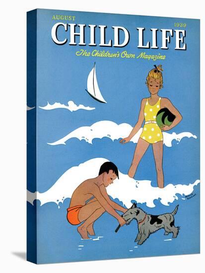 A Day at the Beach - Child Life, August 1939-Harold Carroll-Stretched Canvas