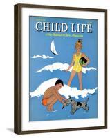 A Day at the Beach - Child Life, August 1939-Harold Carroll-Framed Giclee Print