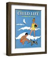 A Day at the Beach - Child Life, August 1939-Harold Carroll-Framed Premium Giclee Print