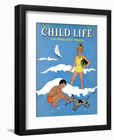 A Day at the Beach - Child Life, August 1939-Harold Carroll-Framed Premium Giclee Print