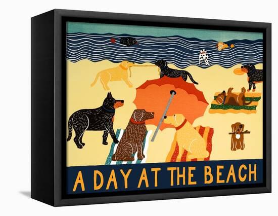 A Day At The Beach-Stephen Huneck-Framed Stretched Canvas