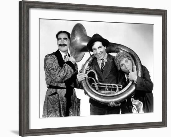 A Day at the Races, Groucho Marx, Chico Marx, Harpo Marx, 1937-null-Framed Photo