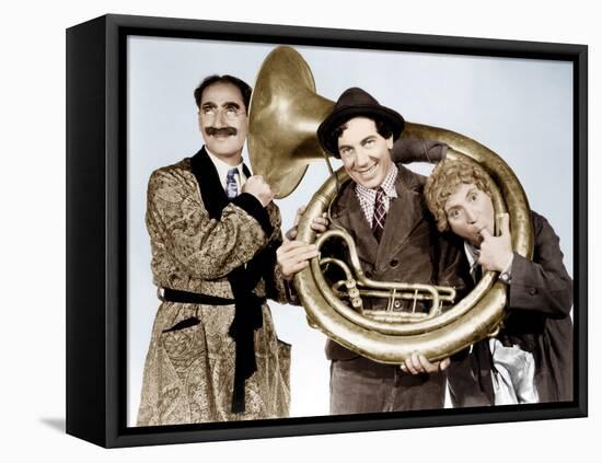 A Day at the Races, Groucho Marx, Chico Marx, Harpo Marx, 1937-null-Framed Stretched Canvas