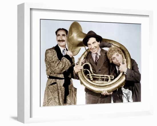 A Day at the Races, Groucho Marx, Chico Marx, Harpo Marx, 1937-null-Framed Photo