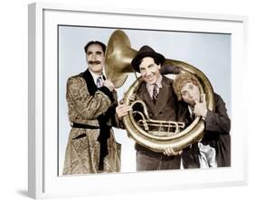 A Day at the Races, Groucho Marx, Chico Marx, Harpo Marx, 1937-null-Framed Photo