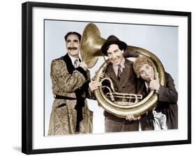 A Day at the Races, Groucho Marx, Chico Marx, Harpo Marx, 1937-null-Framed Photo