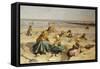 A Day at the Seaside-Johannes Evert Akkeringa-Framed Stretched Canvas