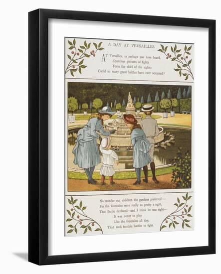 A Day at Versailles. Four Children Looking at a Fountain. Colour Illustration From 'Abroad'-Ellen Houghton-Framed Giclee Print