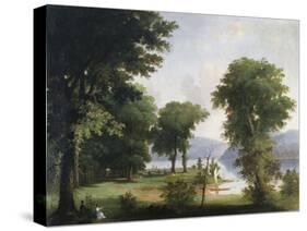 A Day on the Hudson-George Henry Durrie-Stretched Canvas