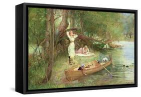 A Day on the River-John Parker-Framed Stretched Canvas