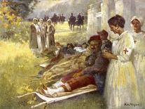 Nurses Attend to Wounded French Soldiers-A. De Riquer-Art Print