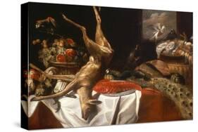 A Dead Deer and Birds, A Lobster on a Dish, A Basket of Fruit and Vegetables-Frans Snyders-Stretched Canvas