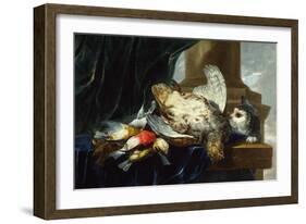 A Dead Partridge and other Birds a Stone Ledge with a Cat-Jan Fyt-Framed Giclee Print