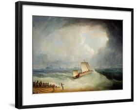A Deal Lugger Going Off to a Storm-Bound Ship in the Downs, South Foreland-Thomas Buttersworth-Framed Giclee Print