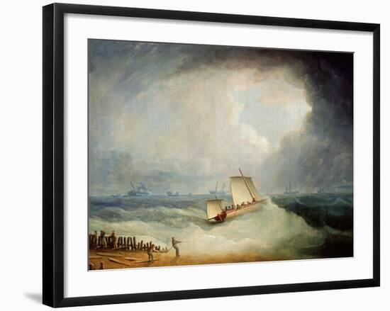 A Deal Lugger Going Off to a Storm-Bound Ship in the Downs, South Foreland-Thomas Buttersworth-Framed Giclee Print