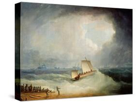 A Deal Lugger Going Off to a Storm-Bound Ship in the Downs, South Foreland-Thomas Buttersworth-Stretched Canvas