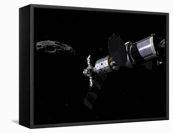 A Deep Space Mission Vehicle Approaching an Asteroid-Stocktrek Images-Framed Stretched Canvas