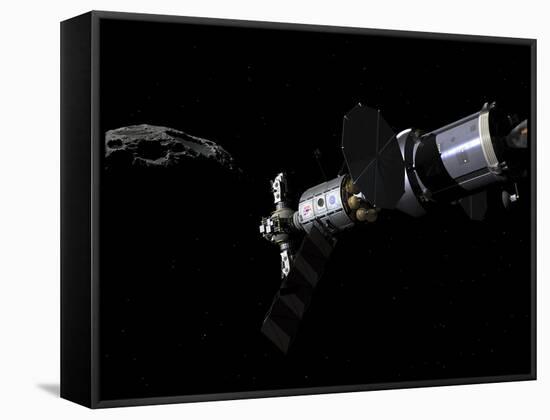 A Deep Space Mission Vehicle Approaching an Asteroid-Stocktrek Images-Framed Stretched Canvas